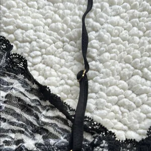 Victoria's Secret Black and White Lace Trim Pajama Top thumbnail 5