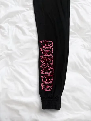 Edikted Black Graphic Sweatpants Size Small thumbnail 2