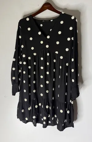 Zara Black and White‎ Polka Dot Dress Sz Medium thumbnail 1