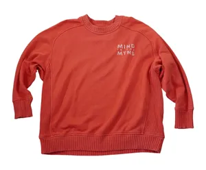 Aerie Mind In The Mtns Crewneck Sweatshirt Coral Orange Ribbed Pullover Womens M thumbnail 1