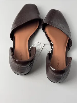 Old Navy Deep Brown Croc-Embossed Square-Toe d'ORsay Women’s Flats Size 8 thumbnail 3