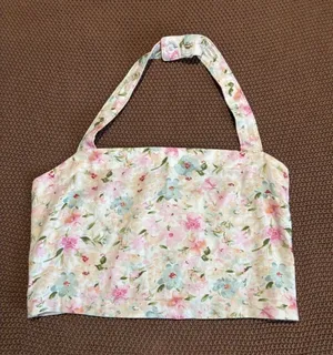 Abercrombie & Fitch Floral Halter Crop Top Size Large thumbnail 1