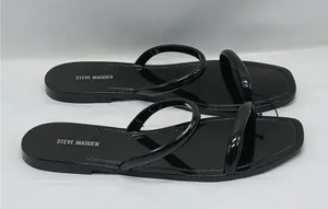 Steve Madden Pike Strappy Jelly Sandals Shoes Womens Size 10 Black Slip On Flats thumbnail 2