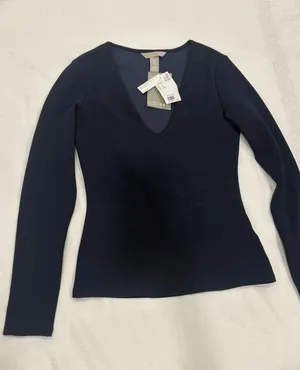 H&M long sleeve navy blue too sz S thumbnail 1