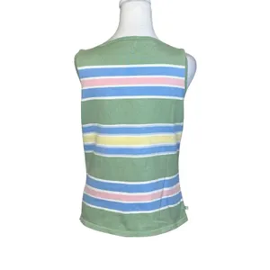 Lauren Ralph Lauren Sweater Vest Green Striped Knit Small Preppy Tennis Prep thumbnail 4