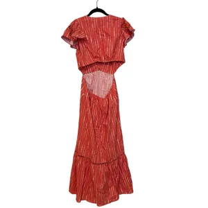 Sachin & Babi Orange White 100% Cotton Georgia Flutter Midi Dress Size 8 thumbnail 5