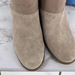 TOMS Lacy Ankle Bootie Taupe Zip Up Casual Boho 8.5 Tan‎ Stacked Block Heel thumbnail 8