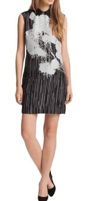 JASON WU Miss Wu Black/White 100% Silk Abstract‎ Floral Print Sheath Dress SZ 2 thumbnail 1
