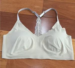 Calvin Klein‎ Bralette Womens Beige Lace Racerback Seamless Wireless L thumbnail 1