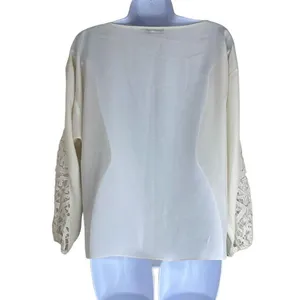 Townsen Medium Ivory Lace Cutouts Pullover Blouse Long Sleeve Boho Workwear‎ thumbnail 2