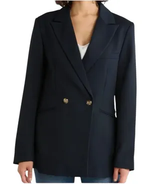 NWT French Connection Oversized Navy Blue Blazer Gold Buttons Size XS thumbnail 1