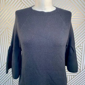 Anthropologie Moth Chester Sweater Tunic Dress Bell Sleeve Black Size‎ Small thumbnail 4