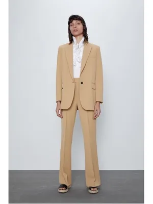 Zara Camel Single-Button Tailored Blazer & Trousers thumbnail 11