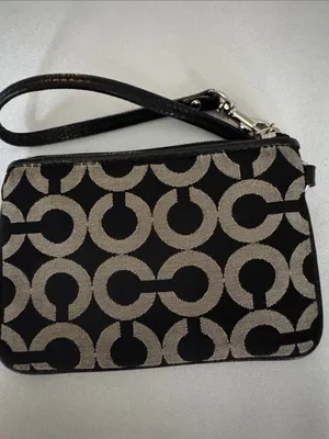 Coach Black and Tan Signature Pattern Wristlet thumbnail 2