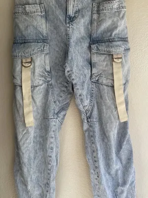 Free People We The Free Hazel Pull On Drop Waist Harem Cargo Pocket Jeans Sz Small thumbnail 16