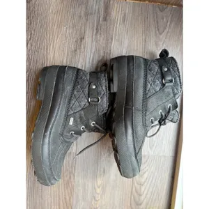 UGG Waterproof Duck Boots Black‎ Lace up Ankle Herringbone Cuff Size 8 thumbnail 4