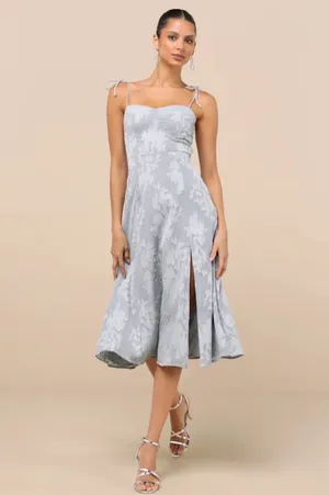 Lulus Blue Floral Tiered Midi Dress thumbnail 2