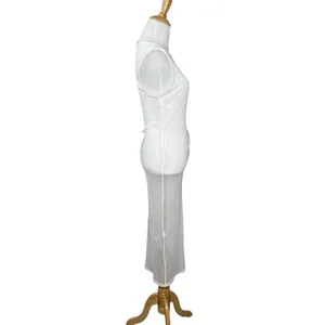 Forever 21 White Sheer Mesh Lace Cover-up Side Tie Swimwear Dress Size Large thumbnail 5