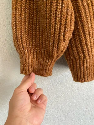 Old Navy Ribbed Turtleneck Sweater in Camel Brown Tunic Length Wool Blend thumbnail 11
