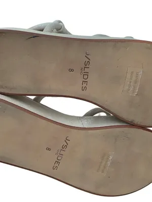 J/Slides Qayla Platform Metallic Suede Sandals Tan Silver size 8 thumbnail 9