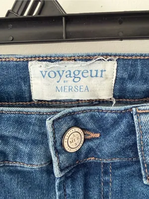 Voyageur by Mersea Nomad Cropped Mini Bootcut Flare Blue Denim Stretch Jeans 25 thumbnail 3