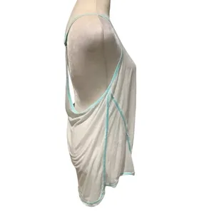 Elegant White Tank Top with Aqua Accents thumbnail 3