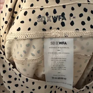 White Fox x Sarah's Day Leggings‎ High Waist Drawstring Speckled Print Medium thumbnail 4
