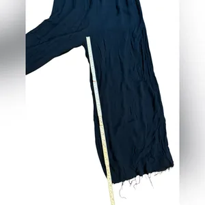 Free People Black Wide Leg Jumpsuit Deep V Neck Boho Flowy‎ Silhouette Sz S thumbnail 10