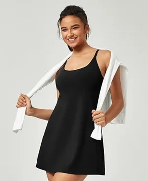 Amazon IUGA XL Black Athletic Workout Dress with Built-In Shorts and Bra, Pockets thumbnail 1
