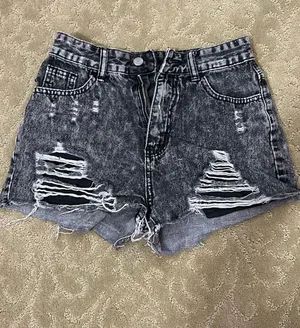 SHEIN black/grey jean shorts thumbnail 1
