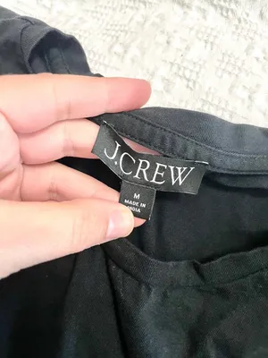 J. Crew Puff Sleeve Crewneck T-Shirt Long Sleeve Black Size M Minimalist Casual thumbnail 3