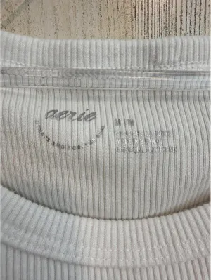Aerie Women's Medium Tank Ribbed Crop White Clover Shamrock thumbnail 6