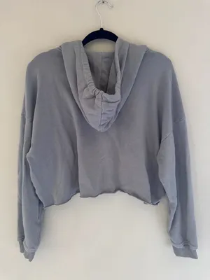 American Eagle Size S Women's Full-Zip Cropped Hoodie in Dusty Blue thumbnail 3