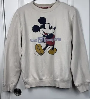 Disney Parks Walt Disney World Mickey Sweatshirt Cream Off White S Pullover Y2K thumbnail 1