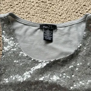 Rue21 Silver Sequin Sleeveless Tank Top thumbnail 2