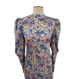 Elliatt Mackenzie Floral Puff Sleeve Cutout Back Maxi Dress Multi NWT Size Small thumbnail 4