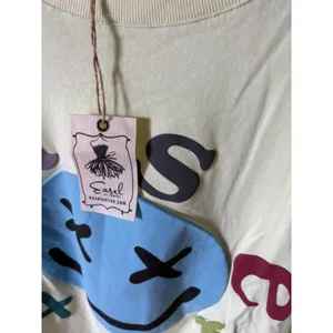 Easel Los Angeles Women Pale Lime Green Smiley Face Graphic Long Sleeve Tee M thumbnail 4