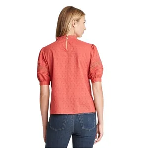 Universal Thread Womens XL Pink Eyelet‎ Lace Trim Puff Short Sleeve Top Blouse thumbnail 10