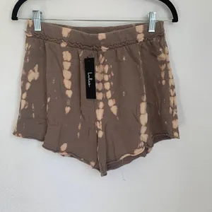 NWT Lulu's‎ It's a Lifestyle Lounge Pull-On Shorts in Brown Tie-Dye thumbnail 2