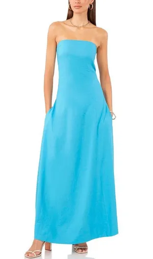 1 State Blue linen maxi dress thumbnail 1