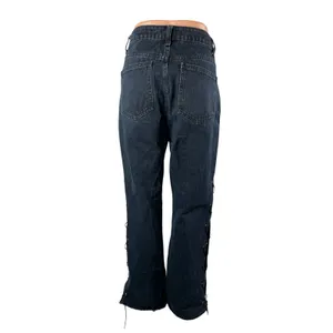 Superdown Womens Blue Dark Wash High Rise Lace Up Wide Leg Denim Jeans Pants 30 thumbnail 4