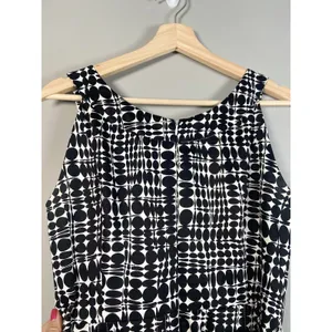 Calvin Klein Black‎ White Pleated Sheath Dress Career Sleeveless Size 8 P Belted thumbnail 4