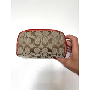 Coach Y2K Red Signature Logo Medium Zippered Cosmetic Bag thumbnail 3