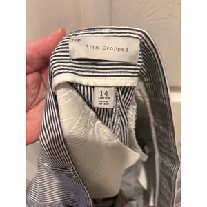 Gap Womens Slim Cropped Pinstripe Stretch Pants Navy Blue Coastal‎ White Size 14 thumbnail 6