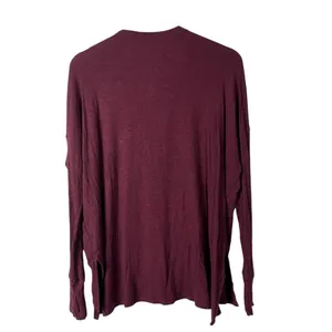 Aerie Offline Burgundy Red Ribbed Knit Relaxed Fit Henley Long Sleeve‎ T-Shirt S thumbnail 2
