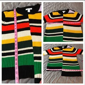 Nine West Color Block Sweater Asymmetrical Hem Retro Black XS thumbnail 8