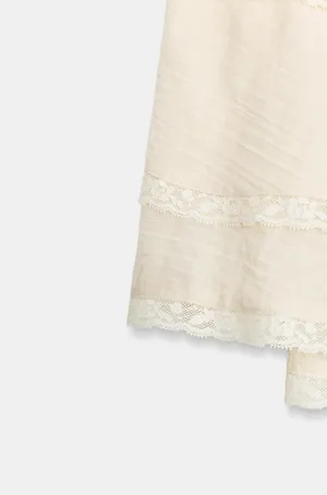 BNWT Zara Cream Lace Ruffled Fairy Hem Mini Skirt thumbnail 7