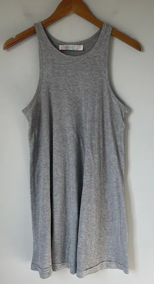Free People Beach Ribbed Basic Mini Dress Sleeveless Gray Women's Size Small thumbnail 1