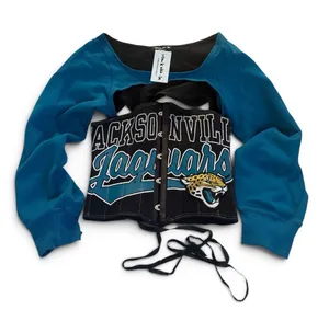 Jacksonville Jaguars Reworked Snap Corset Sweatshirt Shrug thumbnail 1