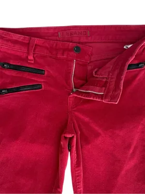 J Brand Great Red Corduroy Skinny Black Zippers Low Rise Ankle Zoey Pants 27 thumbnail 3